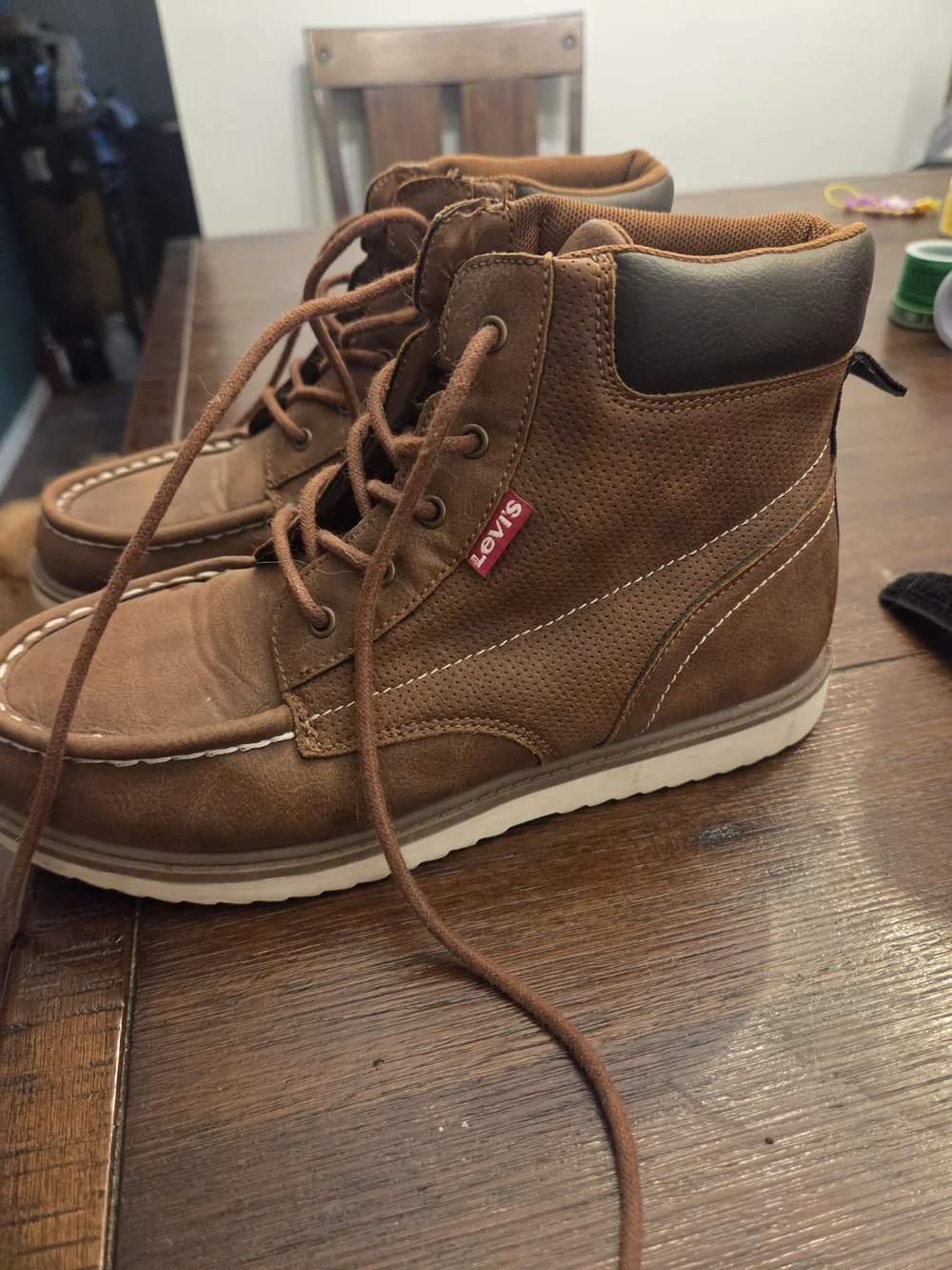Levi's Kids (Boys) Brown Leather Moc Toe Work Boots